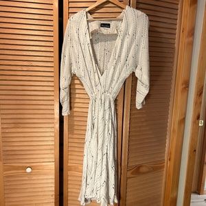 Vintage USA made Rayon Black and White MIDI dress